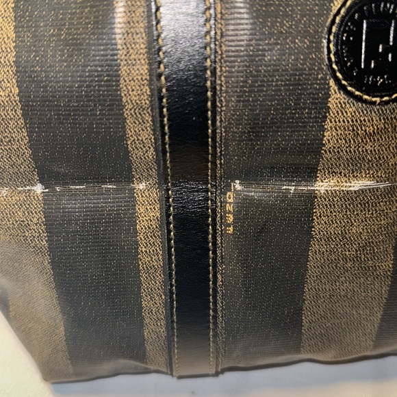 SOLD- Fendi, Pequin Stripes PVC Handbag Tote 14in  x 7.5in x 6in - Picture 8 of 10